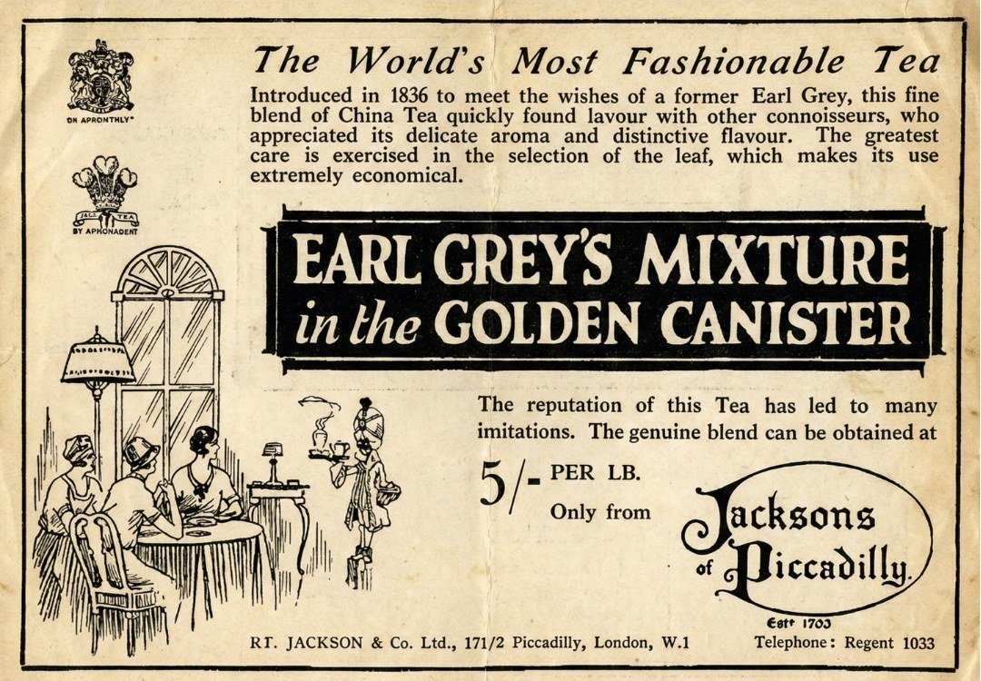 Earl Grey tea ad Jacksons of Picadilly