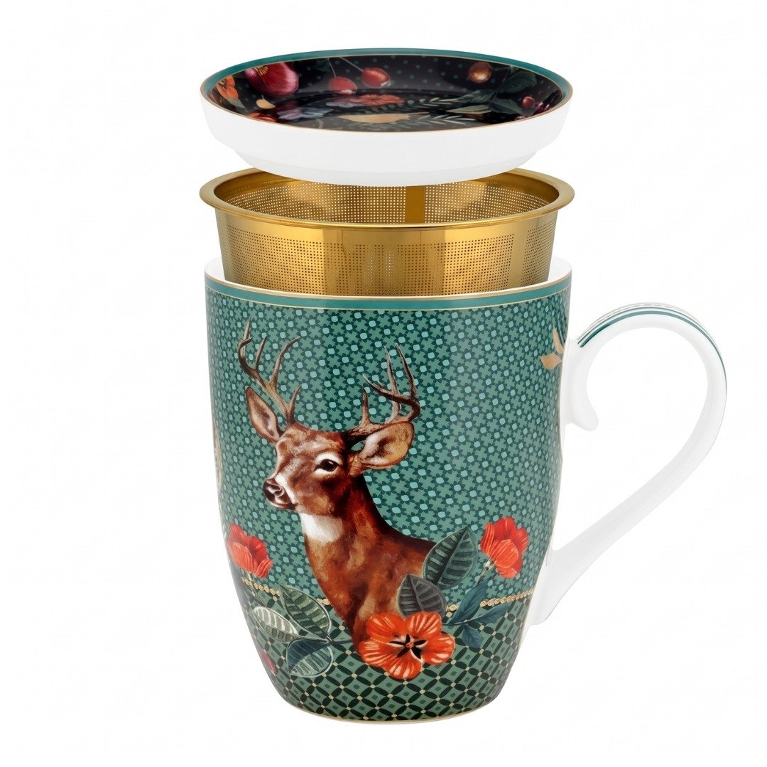 Set Caneca Tea For One com 3 Peças Deer Verde | Pip Studio