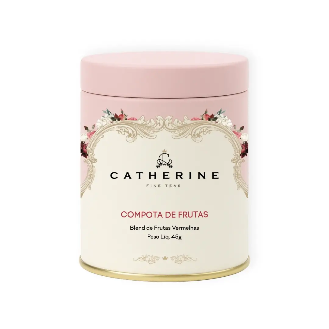 Compota de Frutas Infusão Frutada com Hibisco, Morango e Amora Pink Tin - Catherine Fine Teas