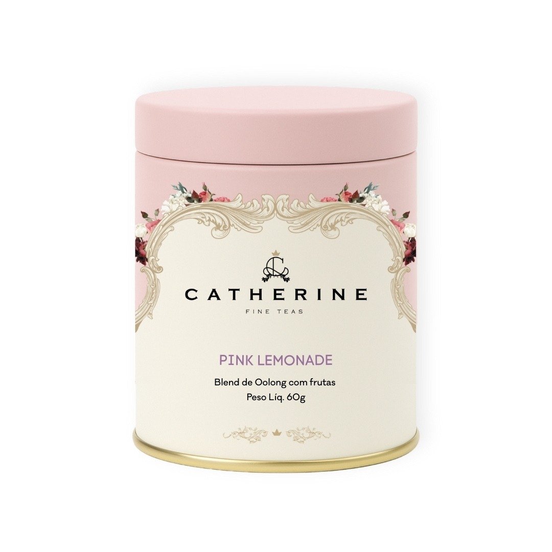 Pink Lemonade Chá Oolong com Notas Cítricas Frutas e Rosas Pink Tin - Catherine Fine Teas