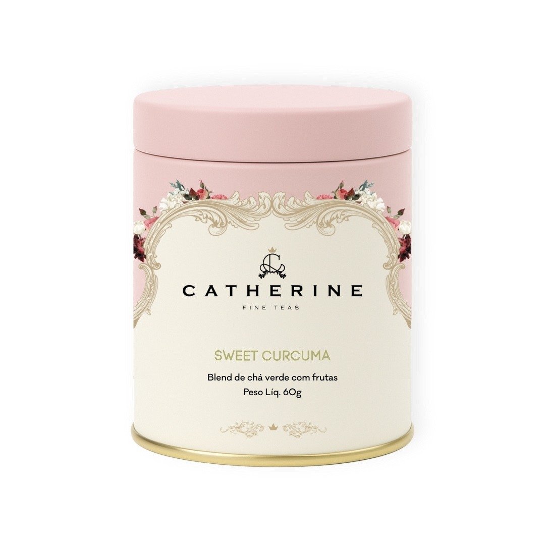 Sweet Curcuma Chá Verde com Cúrcuma e Abacaxi Pink Tin - Catherine Fine Teas