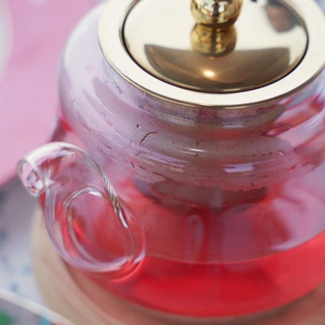 Chaleira de Vidro Borossilicato com tampa a infusor dourado Catherine Fine Teas
