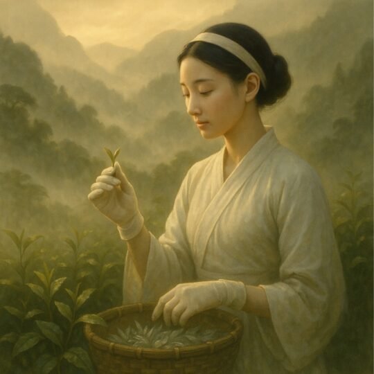 Chá branco colhido por virgens