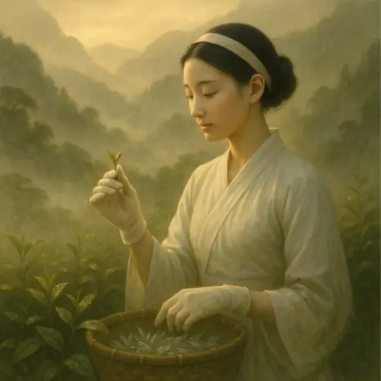 Chá branco colhido por virgens