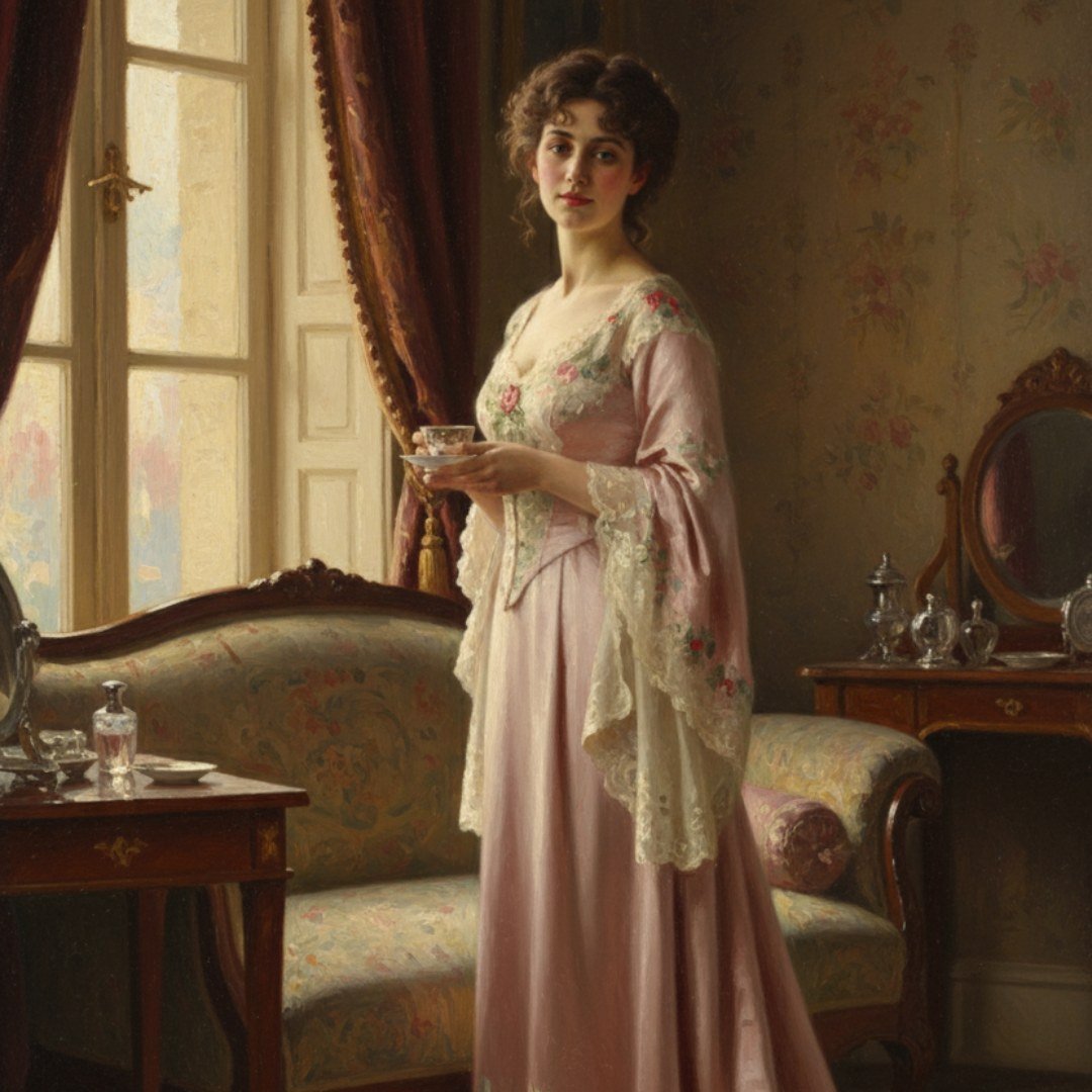 Tea Gown - Vestido de Chá período Vitoriano