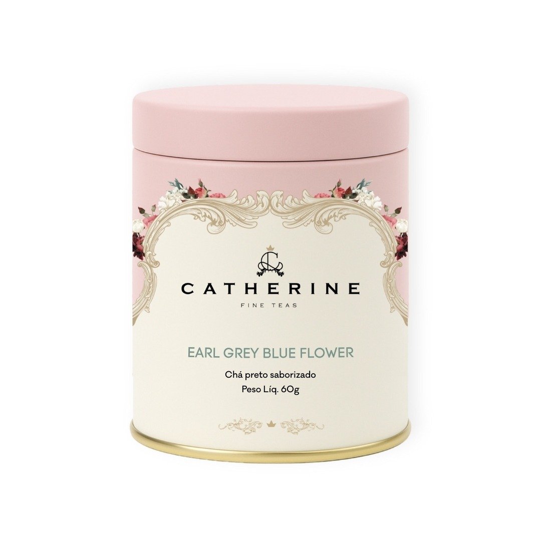 Chá Preto Saborizado Earl Grey Blue Flower Pink Tin