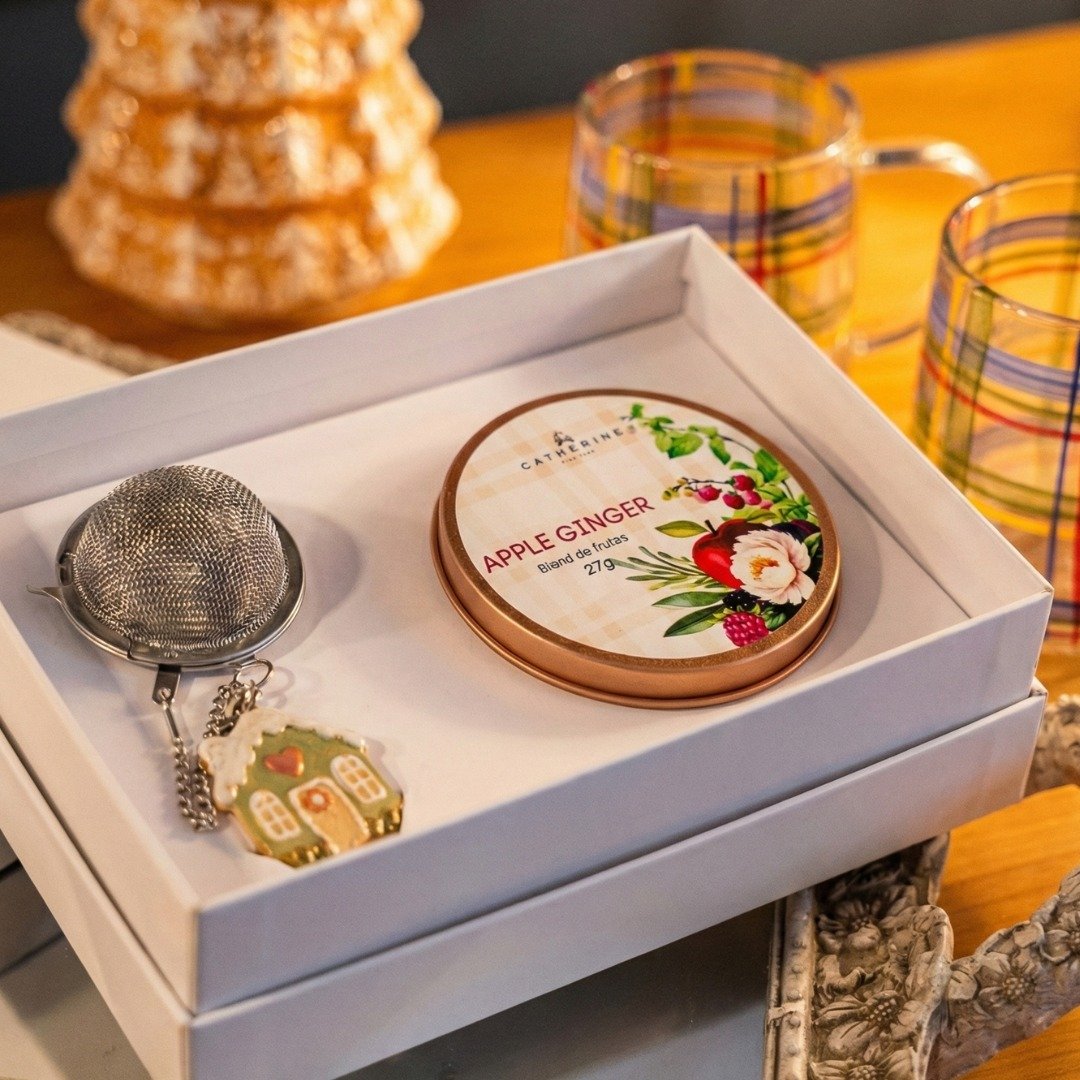 Kit presente chá e infusor Evergreen Christmas Catherine Fine Teas