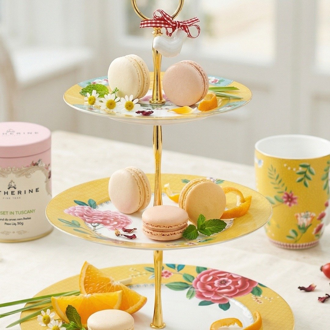 Cake Stand amarelo Blushing Birds Pip Studio