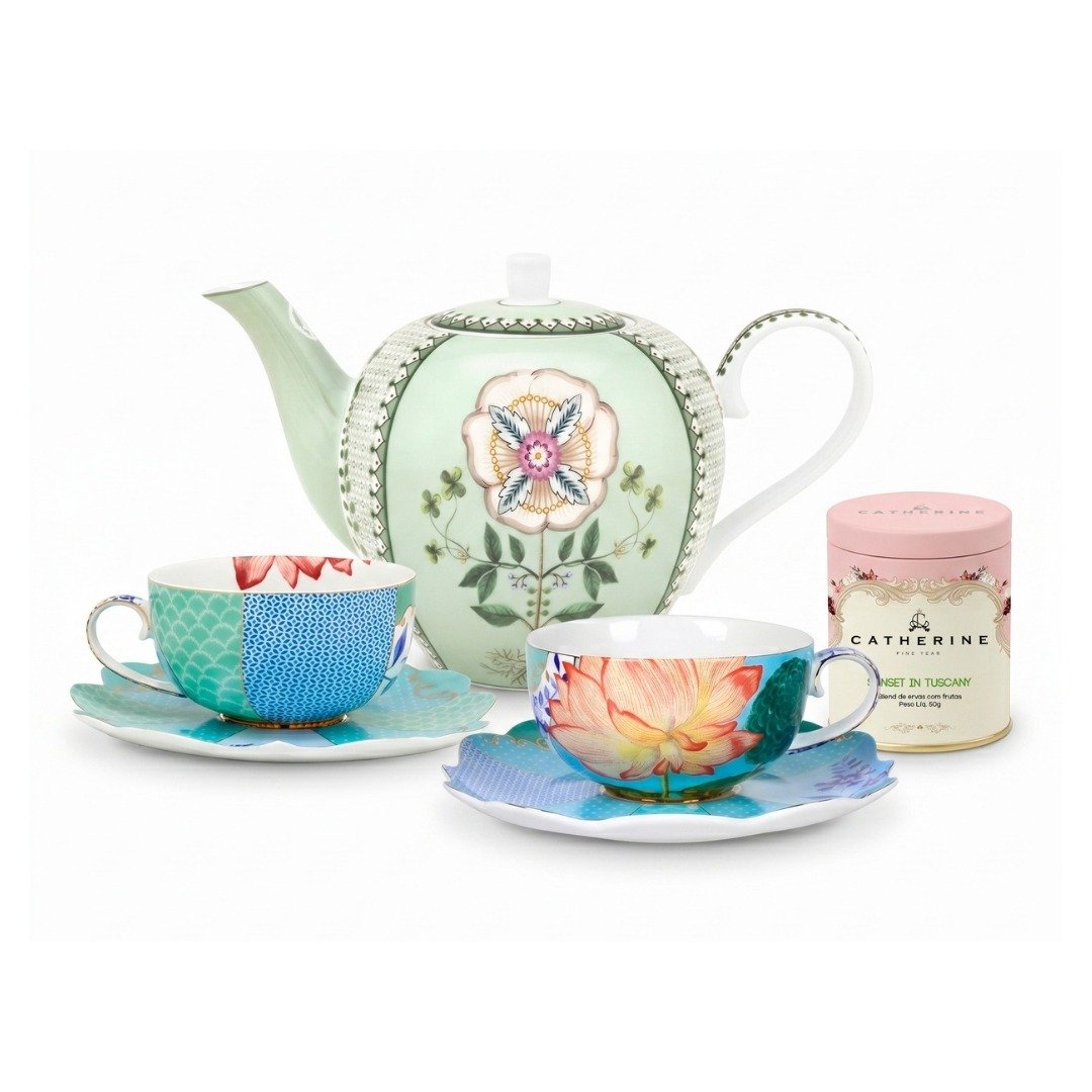 Set em porcelana para cha Royal Sunset Pip Stucio Catherine Fine Teas