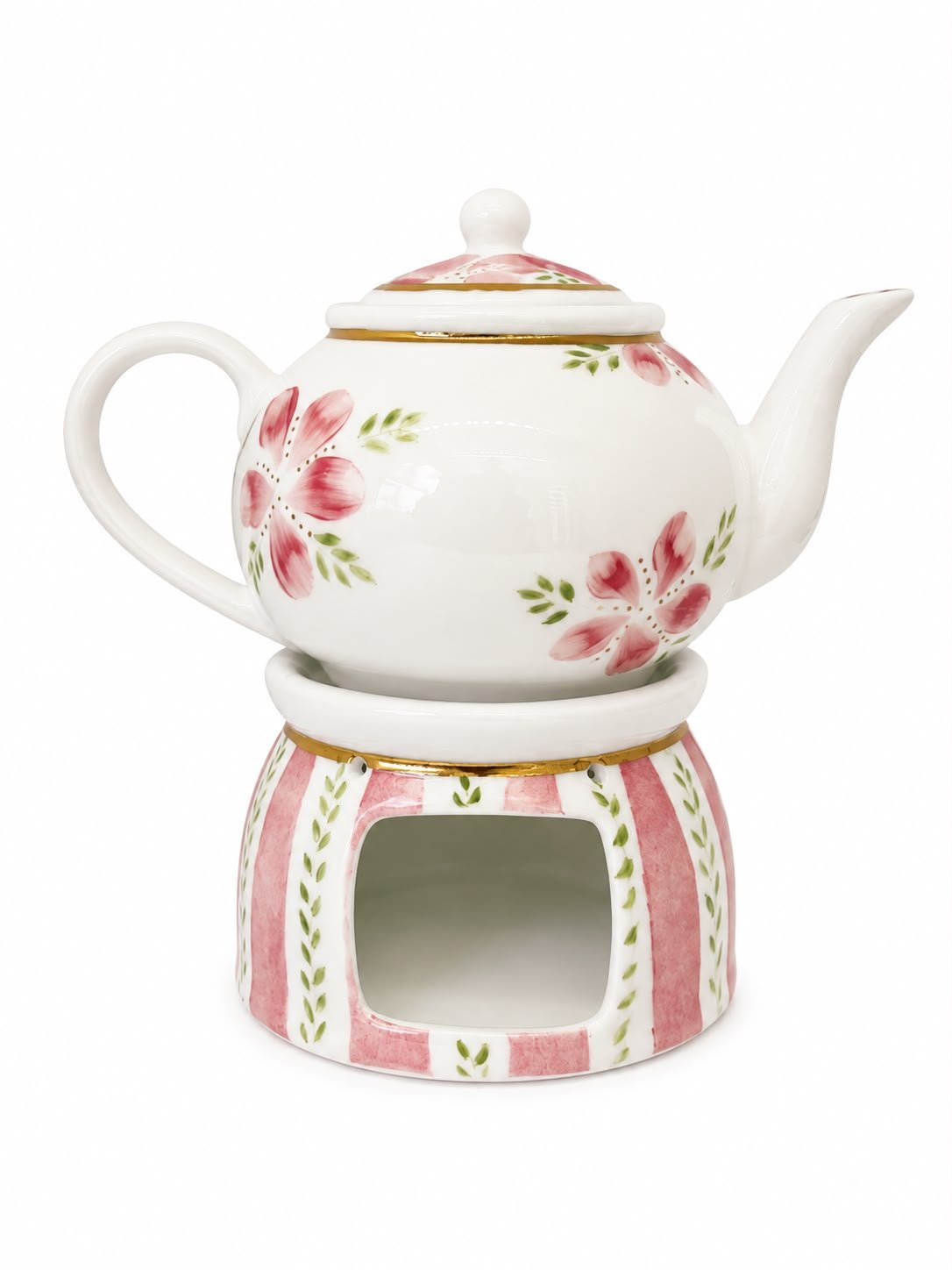 BULE +  AQUECEDOR PORCELANA FLORES ROSA