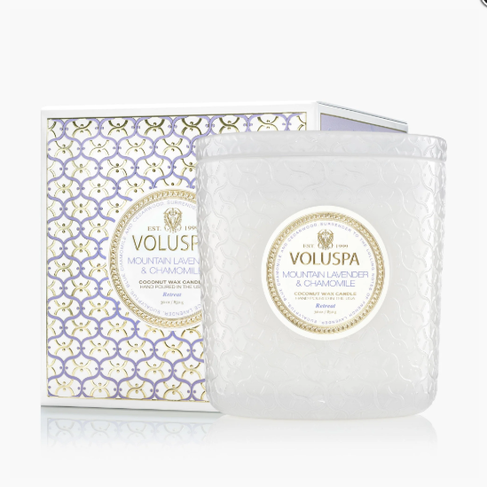 VELA POTE VIDRO LUXE +80H MOUNTAIN LAVENDER E CHAMOMILE