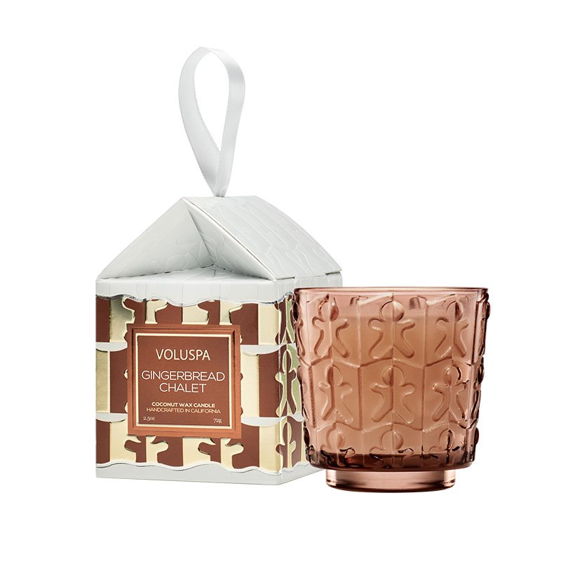 MINI VELA COPO VIDRO ORNAMENT PEDESTAL 25H GINGERBREAD CHALET