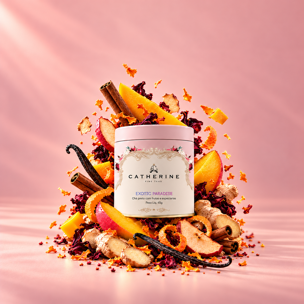 Blend Exotic Paradise | Chá Preto com Manga, Maçã e Especiarias | Pink Tin 45g