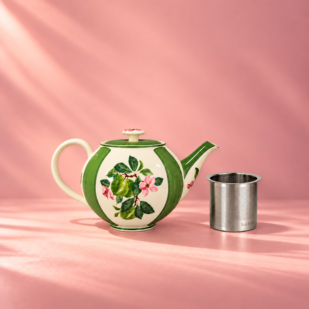 Bule com Infusor Horticool Green 1 Litro em Bone China | Tea Delight