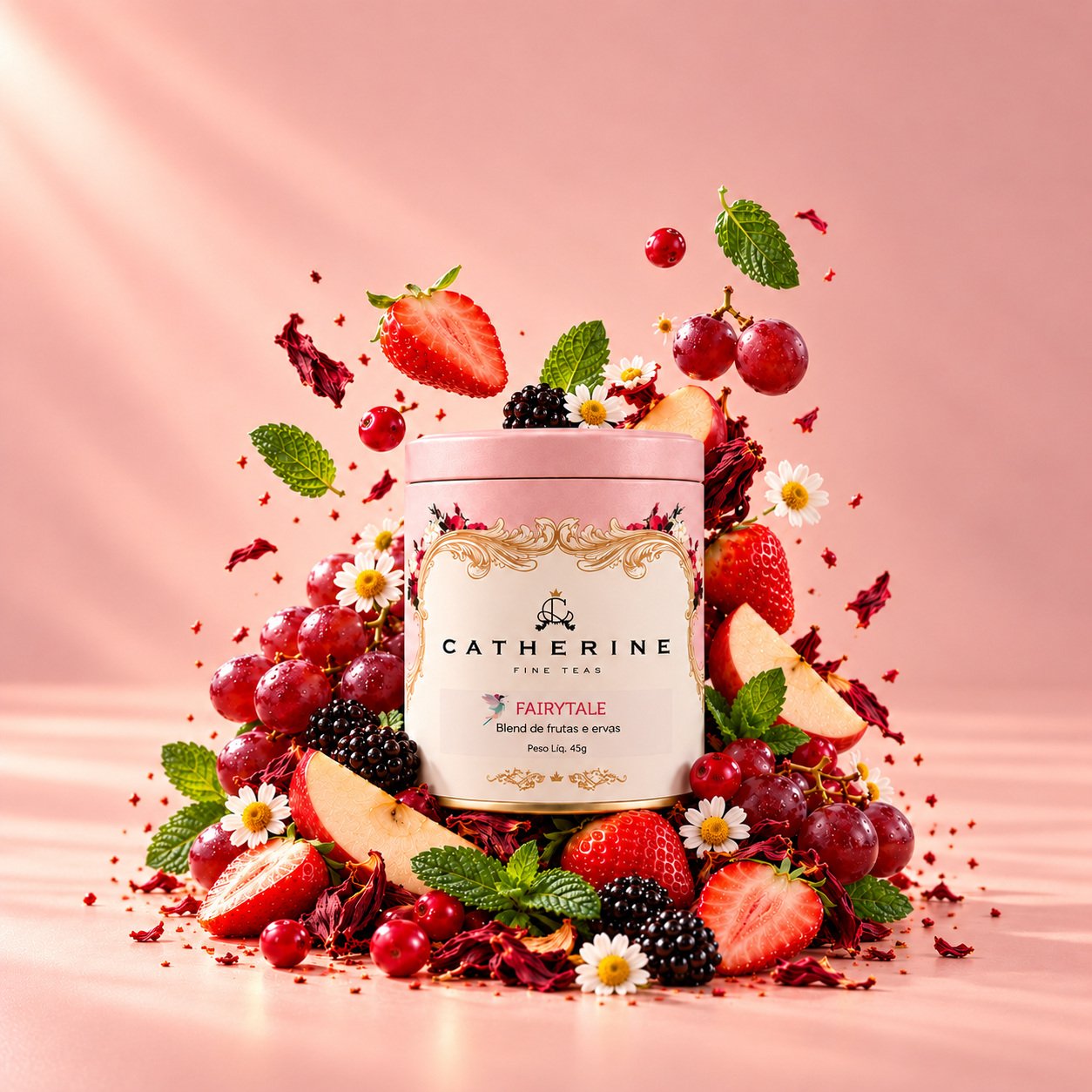Blend Fairytale | Infusão de Morango e Uva | Pink Tin 45g com Fada