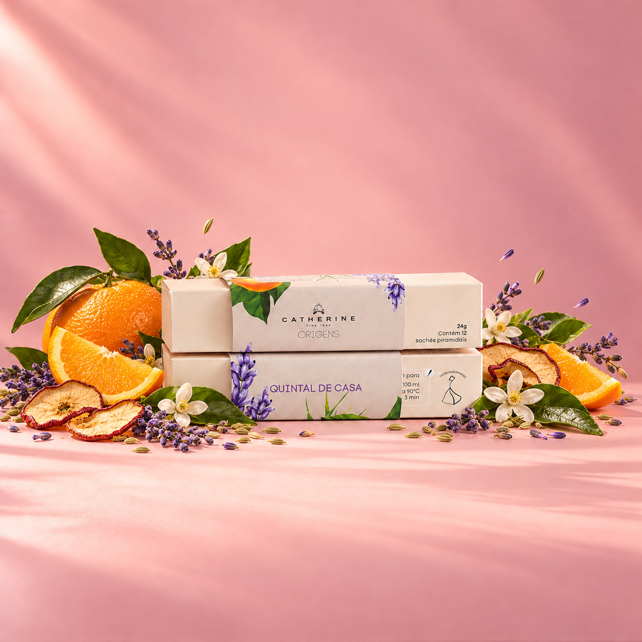 Blend Quintal de Casa de Lavanda e Laranjeira | Linha Origens, 10 Sachês Piramidais