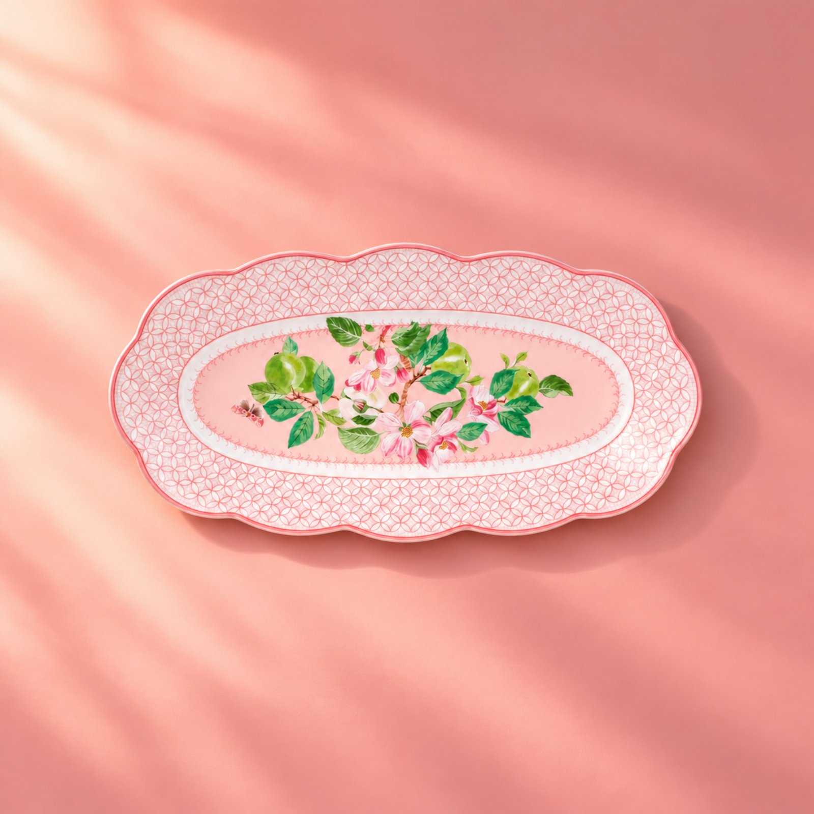 Travessa Oblonga Horticool Pink 29,7 cm em Bone China | Tea Delight
