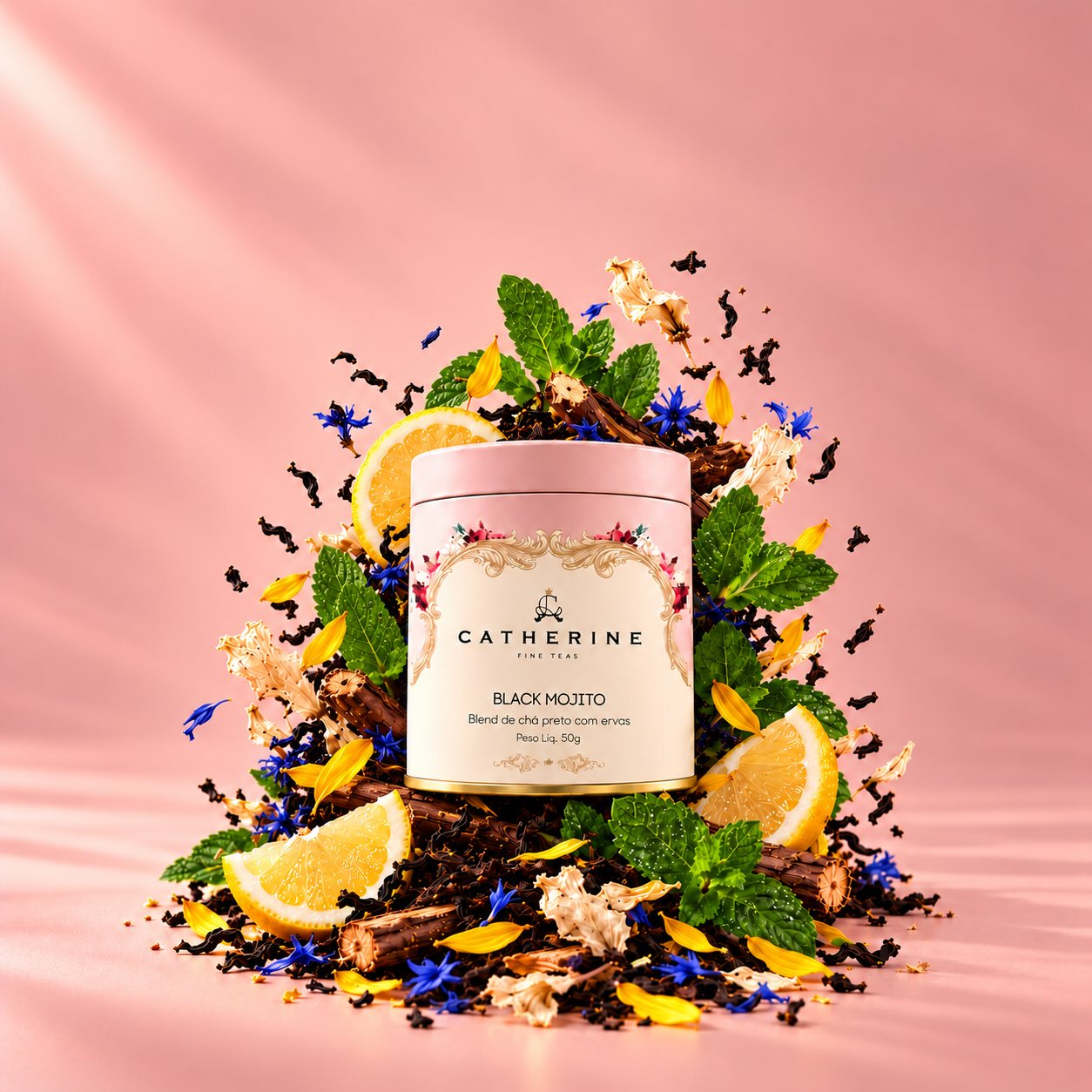 Blend Black Mojito | Chá Preto com Hortelã e Limão | Pink Tin 45g