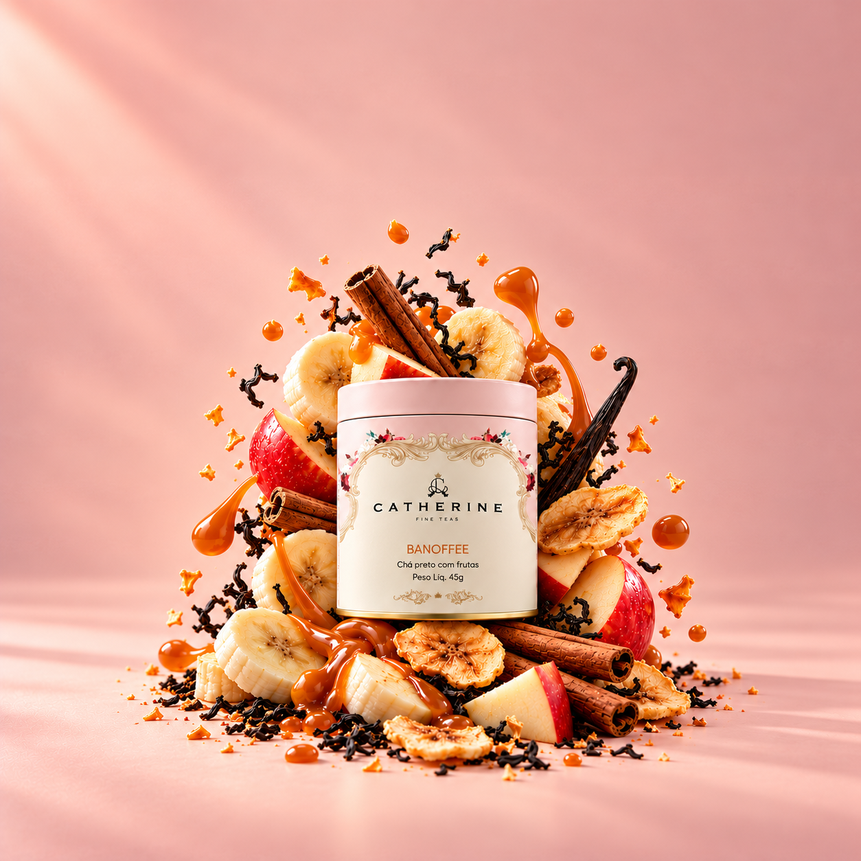 Blend Banoffee | Chá Preto com Banana, Canela e Baunilha | Pink Tin 45g