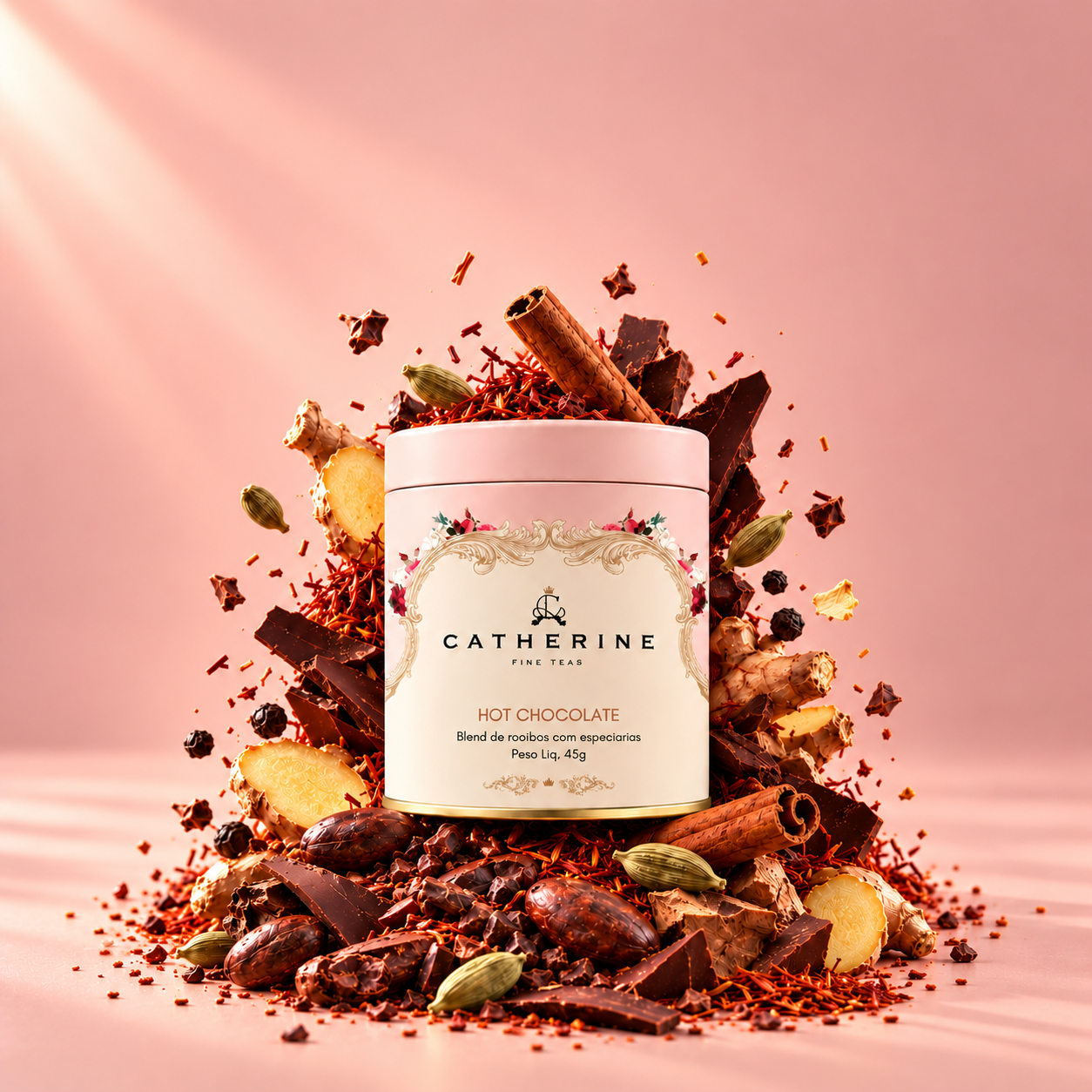 Blend Hot Chocolate | Rooibos com Cacau e Especiarias | Pink Tin 45 g