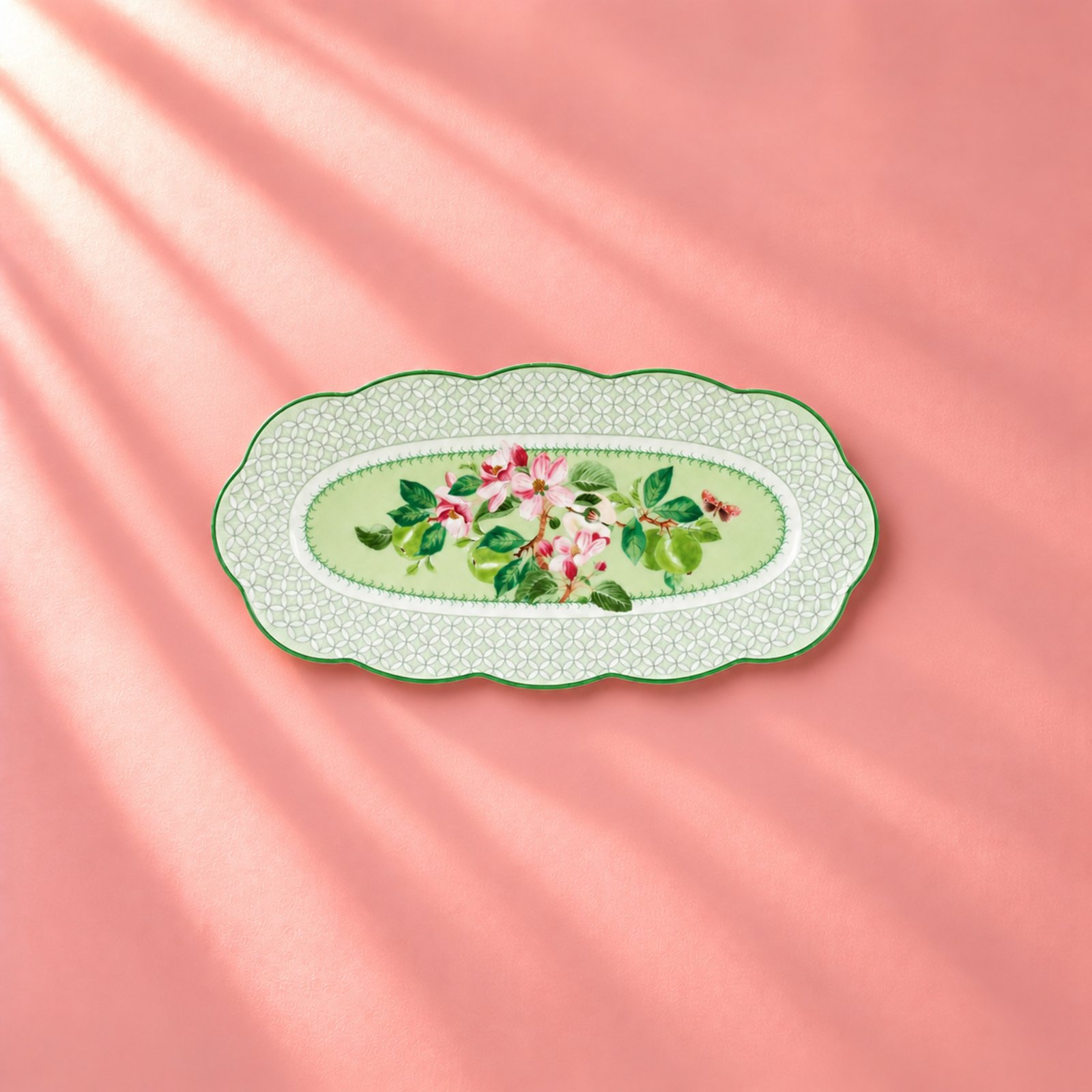 Travessa Oblonga Horticool Green 29,7 cm em Bone China | Tea Delight
